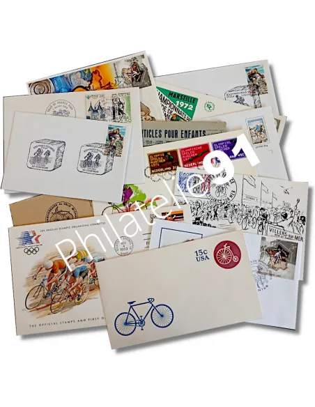 Lot de documents vélo, timbres France