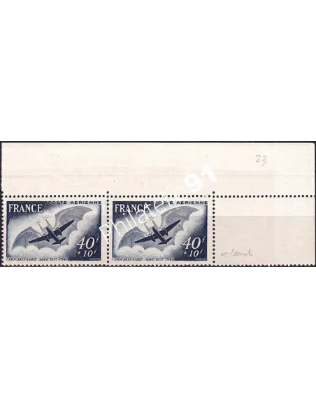 Variété sur une paire de timbres PA n° 23 neufs, timbres France