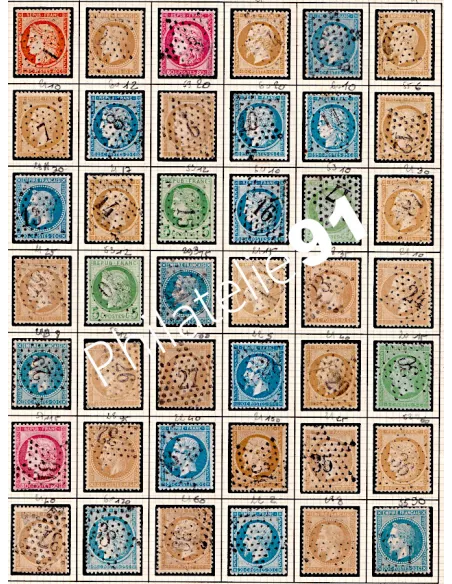 Lot d'oblitérations Etoiles de Paris sur Classiques, Timbres France