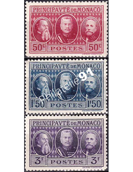 Monaco, n° 111 à 113 charnière, collection timbres Monaco