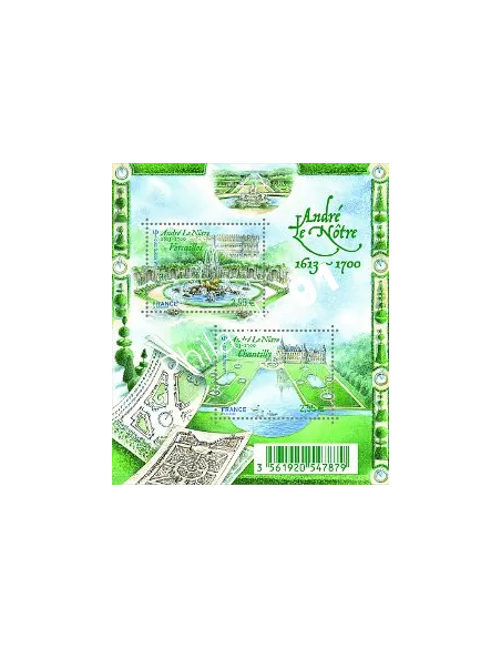 Bloc de 2 timbres : n° 4751 et 4752**(F4751) - Jardins de France. André Le Nôtre