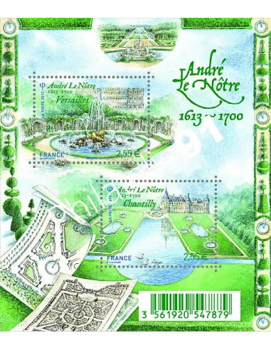 Bloc de 2 timbres : n° 4751 et 4752**(F4751) - Jardins de France. André Le Nôtre