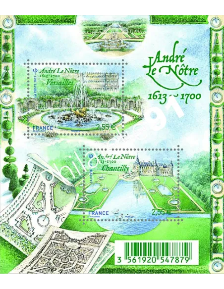 Bloc de 2 timbres : n° 4751 et 4752**(F4751) - Jardins de France. André Le Nôtre