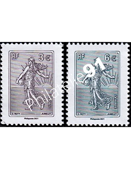 Paire de timbres n° 5532 et 5533, La Semeuse lignée, timbres de France