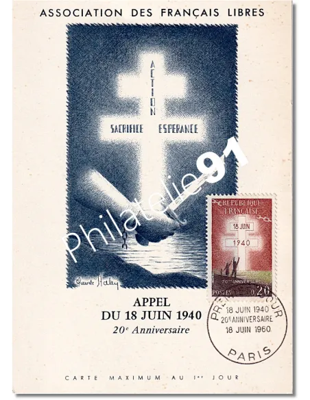 Carte maximum, Appel du 18 juin, 1er jour