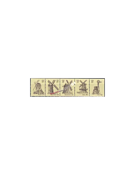 Série de Timbres neufs des États Unis n° 1268 à 1272 - Thématique : MOULINS