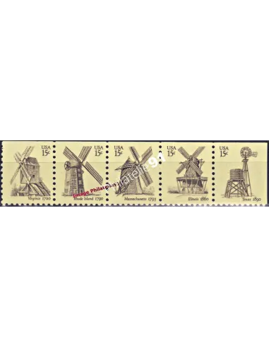 Série de Timbres neufs des États Unis n° 1268 à 1272 - Thématique : MOULINS