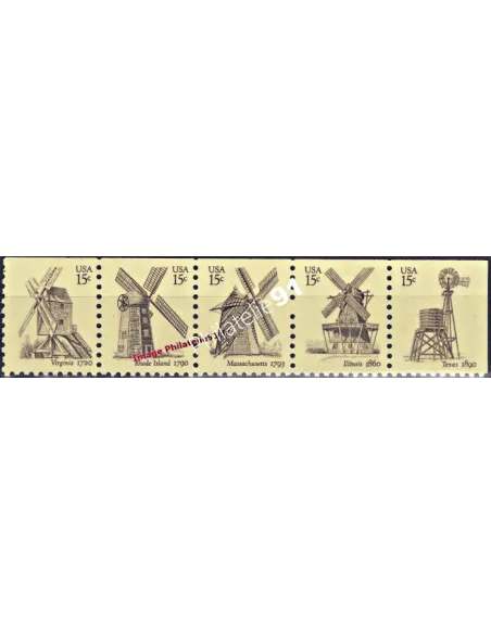 Série de Timbres neufs des États Unis n° 1268 à 1272 - Thématique : MOULINS