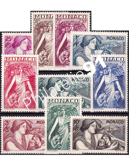 Monaco, n° 215 à 224 neufs, collection timbres Monaco