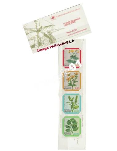 Timbres - carnet de timbres neufs n° 334 - ACORES -  Fleurs - moulin a vent