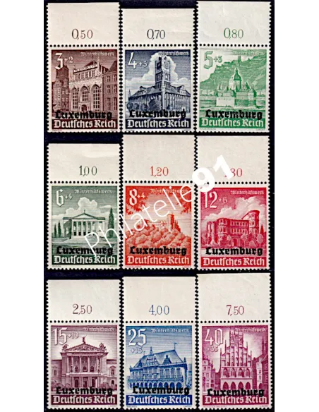 Luxembourg, occupation, n° 33 à 41 neufs, collection timbres Europe