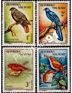 Timbres de Madagascar n° 380 à 383, oiseaux, Timbres colonies