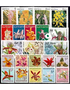 Lot de timbres thématique orchidées