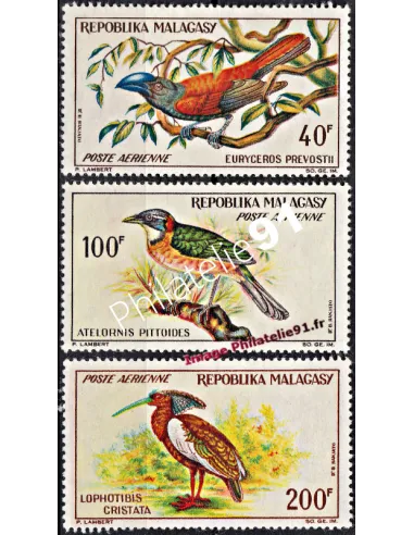 Timbres oiseaux 89 à 91de Madagascar