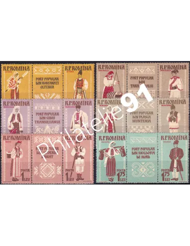 Roumanie, n° 1595 à 1606 charnière, paires, collection timbres Europe