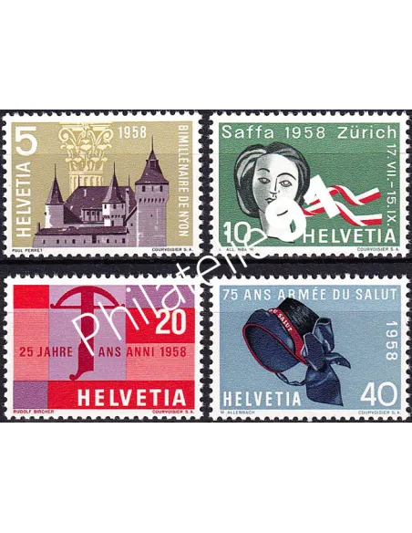 Suisse, n° 602 à 605 neufs, collection timbres Europe