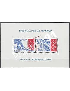 Bloc de timbres n° 63 de MONACO - Jeux Olympiques d'hiver