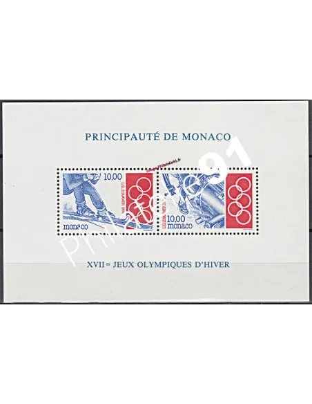 Bloc de timbres n° 63 de MONACO - Jeux Olympiques d'hiver