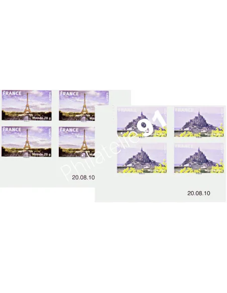 ADH. n° 334a et 335a - Mont St Michel & Tour Eiffel - coin daté