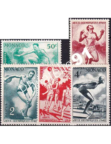 Monaco, n° 319 à 323 neufs, collection timbres Monaco
