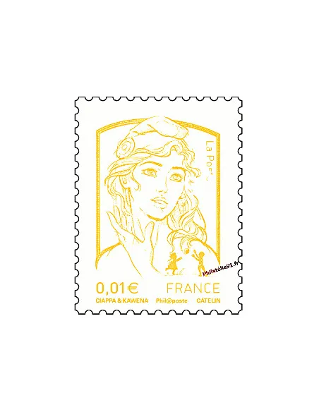 Timbre de France n° 4763 jaune - Marianne et la jeunesse. Type Marianne de Ciappa et Kawena