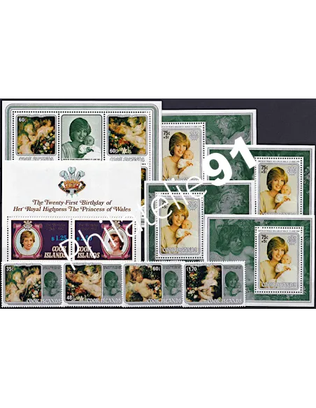 Lot de timbres des Iles Cook, lots thématiques