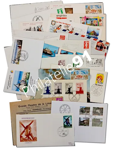 Lot de documents thème MOULINS, lots thématiques