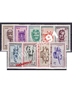 Cote d'Ivoire - Timbres neufs n° 181 à 189.  Thème : Masques.
