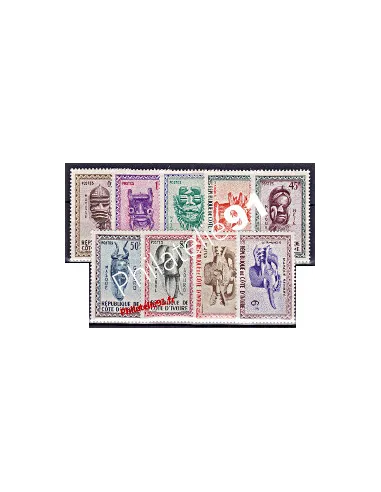 Cote d'Ivoire - Timbres neufs n° 181 à 189.  Thème : Masques.