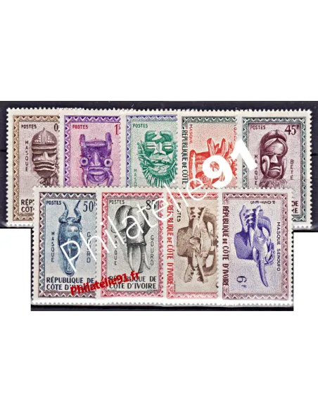 Cote d'Ivoire - Timbres neufs n° 181 à 189.  Thème : Masques.