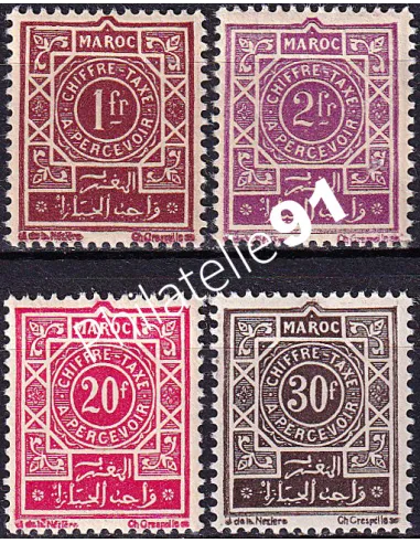 MAROC, timbres-taxe n° 53 à 56 charnière, timbres colonies françaises