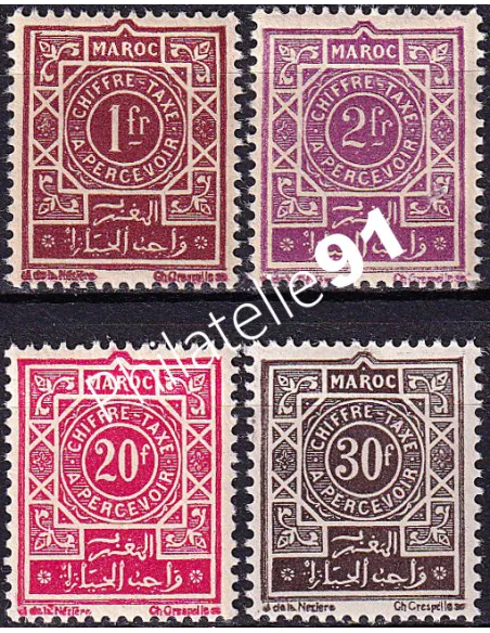 MAROC, timbres-taxe n° 53 à 56 charnière, timbres colonies françaises