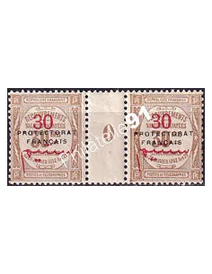 MAROC, Timbre-taxe n° 25 neuf, paire avec millésime 0, colonies