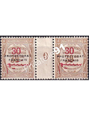 MAROC, Timbre-taxe n° 25 neuf, paire avec millésime 0, colonies