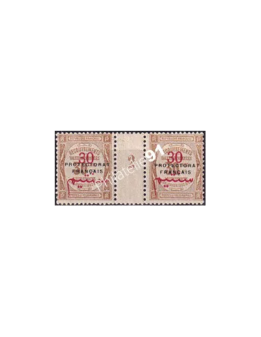 MAROC, Timbre-taxe n° 25 neuf, paire avec millésime 2, colonies
