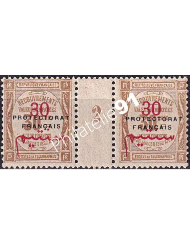 MAROC, Timbre-taxe n° 25 neuf, paire avec millésime 2, colonies
