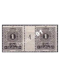 MAROC, Timbre-taxe n° 27 neuf, paire avec millésime 4, colonies