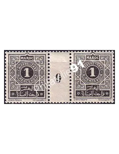 MAROC, Timbre-taxe n° 27 neuf, paire avec millésime 9, colonies