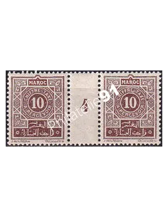 MAROC, Timbre-taxe n° 29 neuf, paire avec millésime 4, colonies