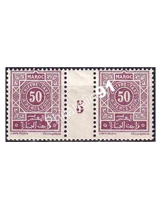 MAROC, Timbre-taxe n° 32 neuf, paire avec millésime 5, colonies