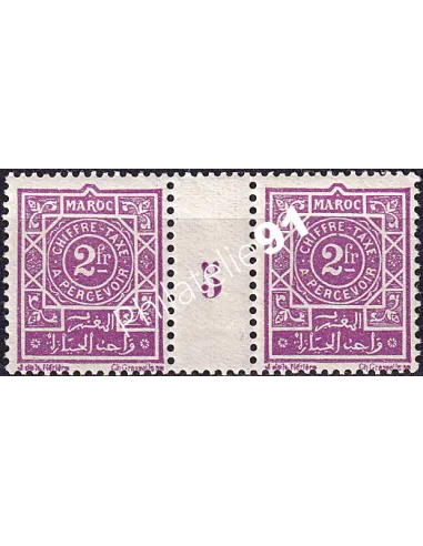MAROC, Timbre-taxe n° 34 neuf, paire avec millésime 5, colonies