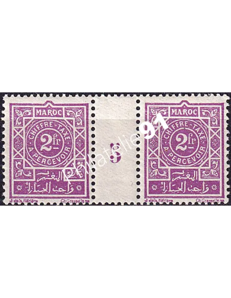 MAROC, Timbre-taxe n° 34 neuf, paire avec millésime 5, colonies