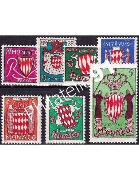 Monaco, n° 405 à 411 charnière, collection timbres Monaco