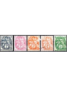 Timbres n° 107 à 111, type blanc, collection timbres France