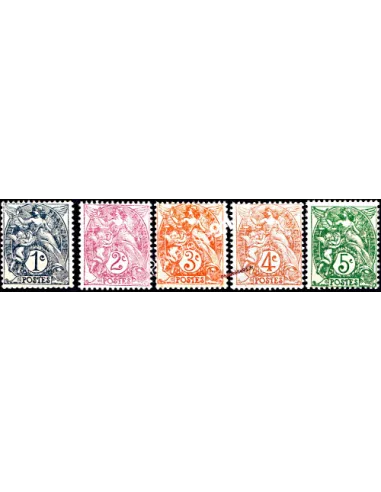 Timbres n° 107 à 111, type blanc, collection timbres France