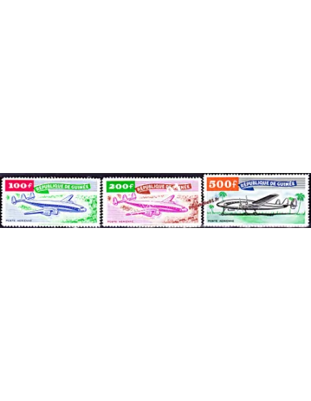 Timbres de Poste aérienne de Guinée -  n° 1 à 3 - Avions