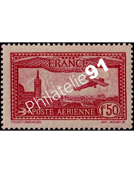 Timbre de France - Poste aérienne n° 5 - Avion survolant Marseille