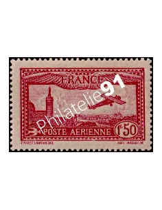Timbre de France - Poste aérienne n° 5 - Avion survolant Marseille