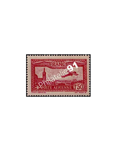 Timbre de France - Poste aérienne n° 5 - Avion survolant Marseille