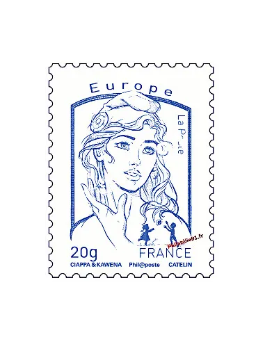 Timbre de France n° 4768 - Europe 20 g., bleu - Marianne et la jeunesse. Type Marianne de Ciappa et Kawena